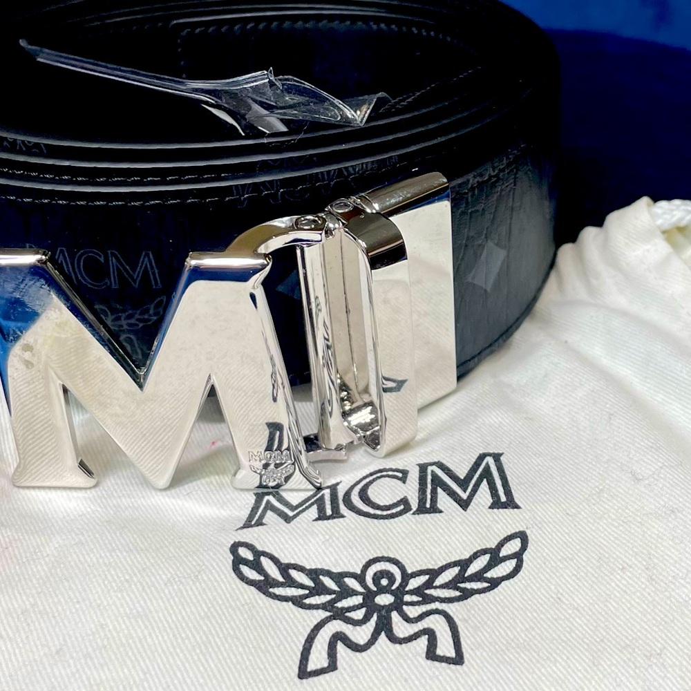 MCM Black Reversible Claus Belt 1.75” Brand New